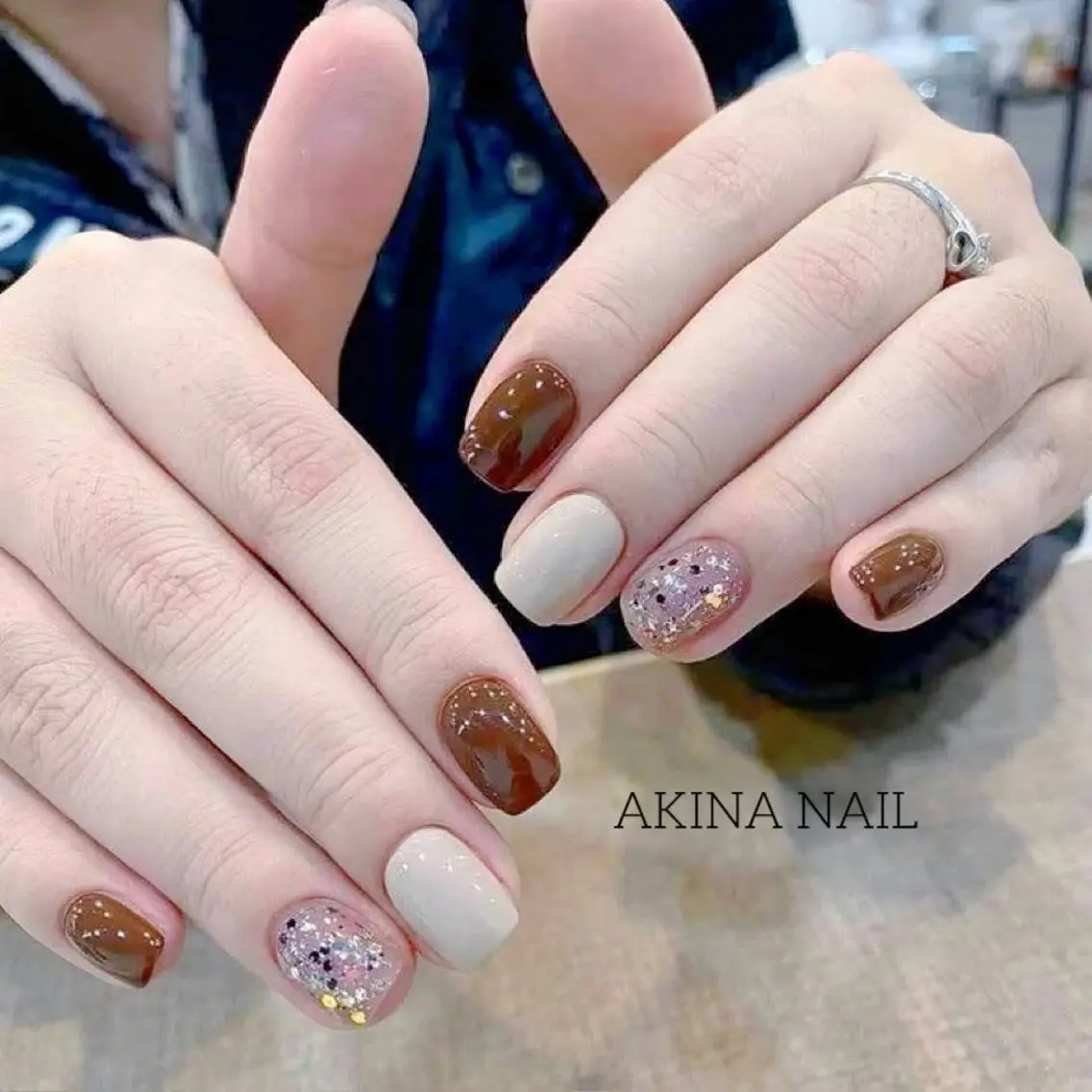 ミディアム 韓国風ヘア ハンドネイル Akina Nail 亀戸のネイルデザイン