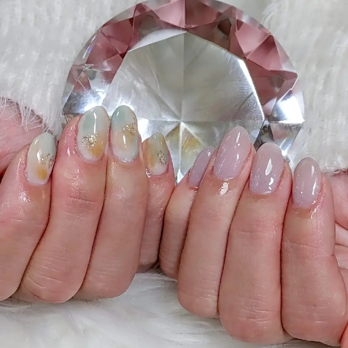 ネイル フラッシュネイル ニュアンスネイル 冬ネイル m&pPrivate nailsalonのネイルデザイン
