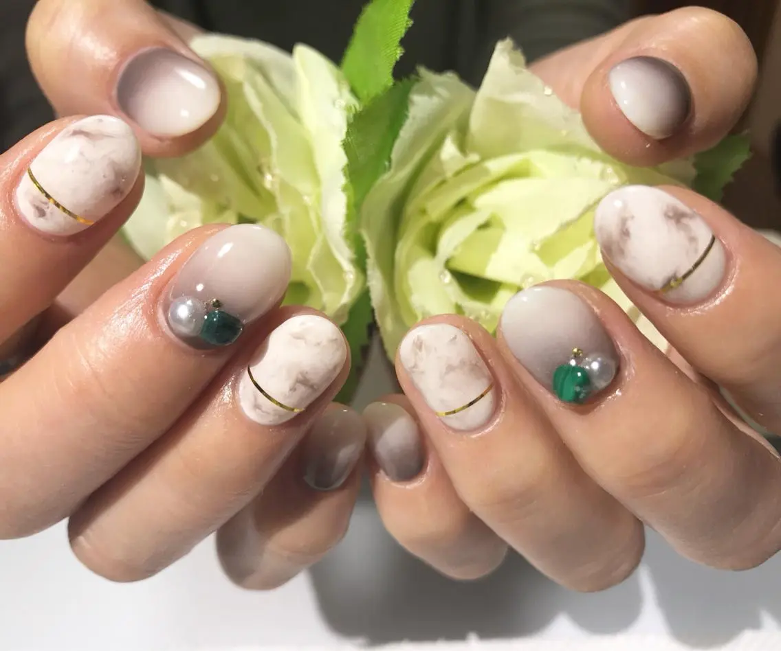 ネイル フットネイル グラデーション 大理石ネイル(マーブル) シンプルネイル 春ネイル nail fufla ♡yamane♡のネイルデザイン