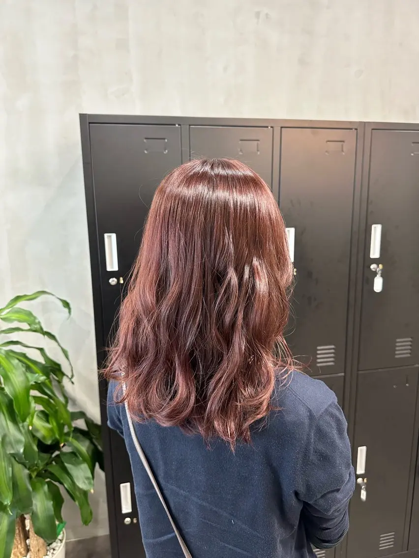 ロング カラー ブラウンカラー ピンクカラー ピンクブラウン 髪質改善×縮毛矯正 taichi副店長のヘアスタイル