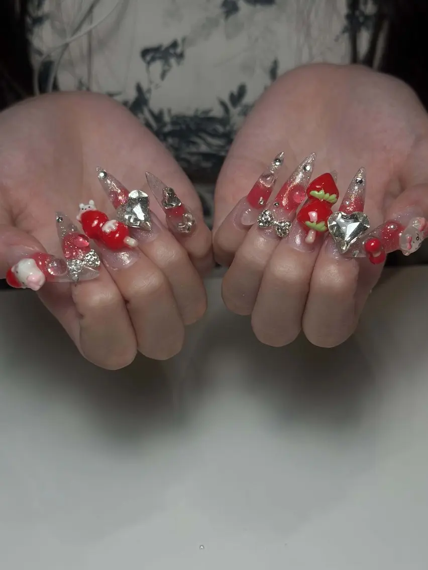 ネイル 長さ出し グラデーション 卒業式 キラキラネイル マグネットネイル ハンドネイル MAY NAIL salon高田馬場のネイルデザイン