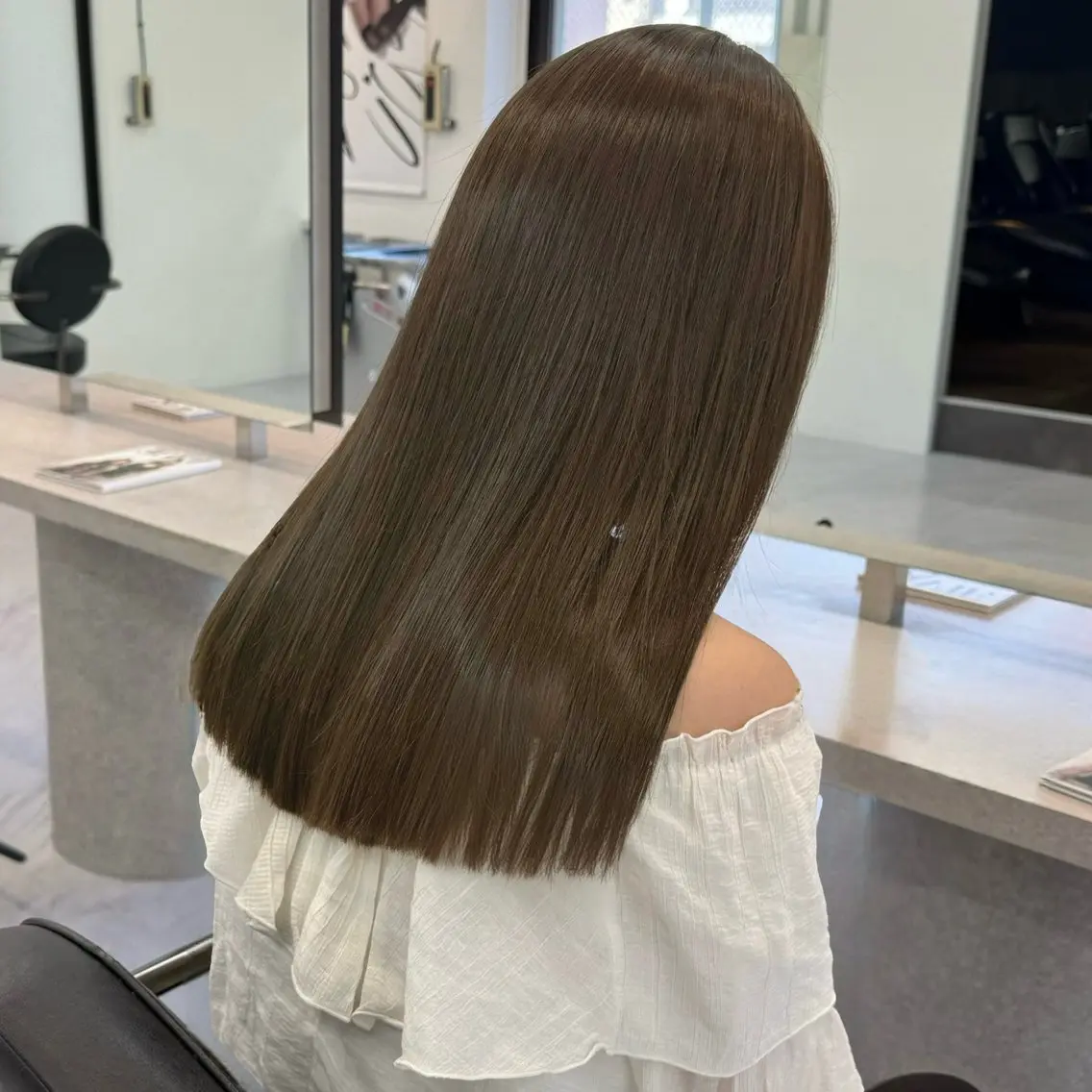 セミロング 髪質改善 縮毛矯正 カット ヘアカラー 縮毛矯正 トリートメント 🤍髪質改善 🤍透明感カラー🤍のヘアスタイル