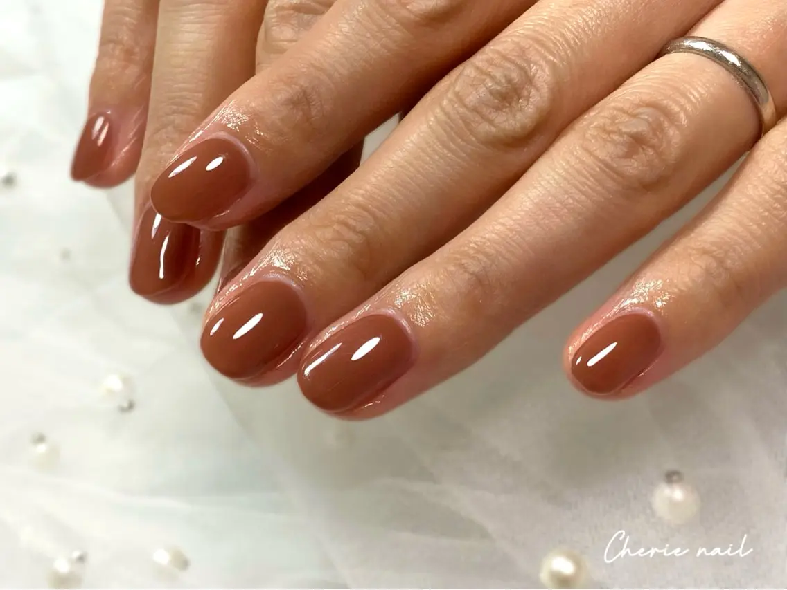 ネイル ジェルネイル オフィスネイル ワンカラーネイル ハンドネイル Cherienail yunaのネイルデザイン