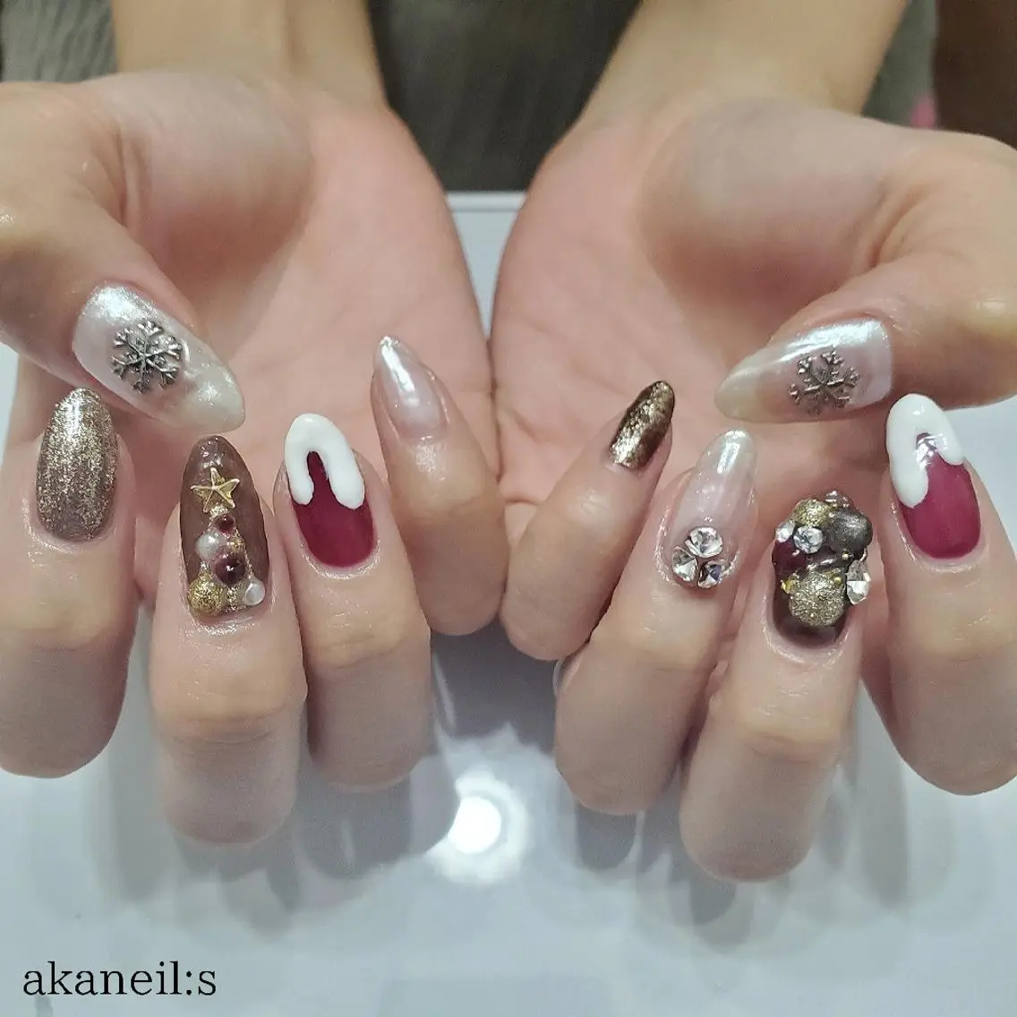 ネイル 冬ネイル クリスマス 【akaneils】 アカネのネイルデザイン