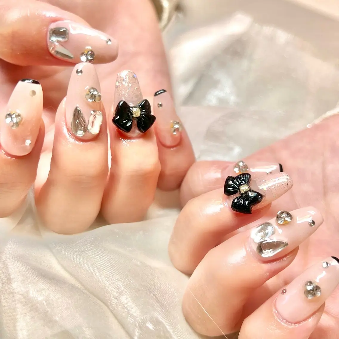ネイル アートネイル オーロラネイル ジェルネイル 韓国ネイル ロングネイル ハンドネイル clover nailのネイルデザイン