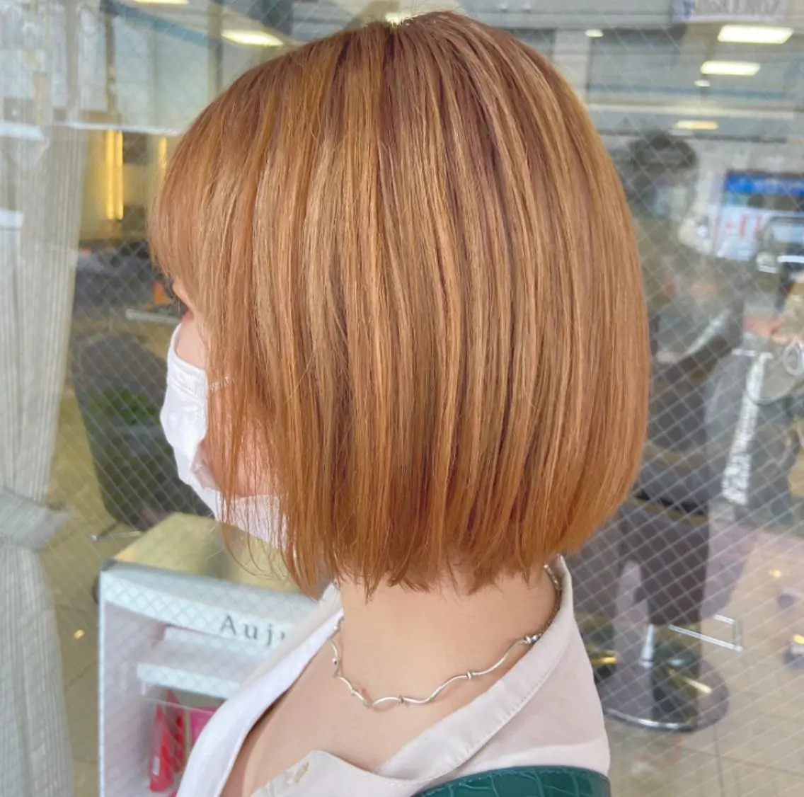 ミディアム カラー ベージュカラー オレンジ オレンジベージュ 髪質改善・縮毛・ 艶髪 丸毛一輝のヘアスタイル