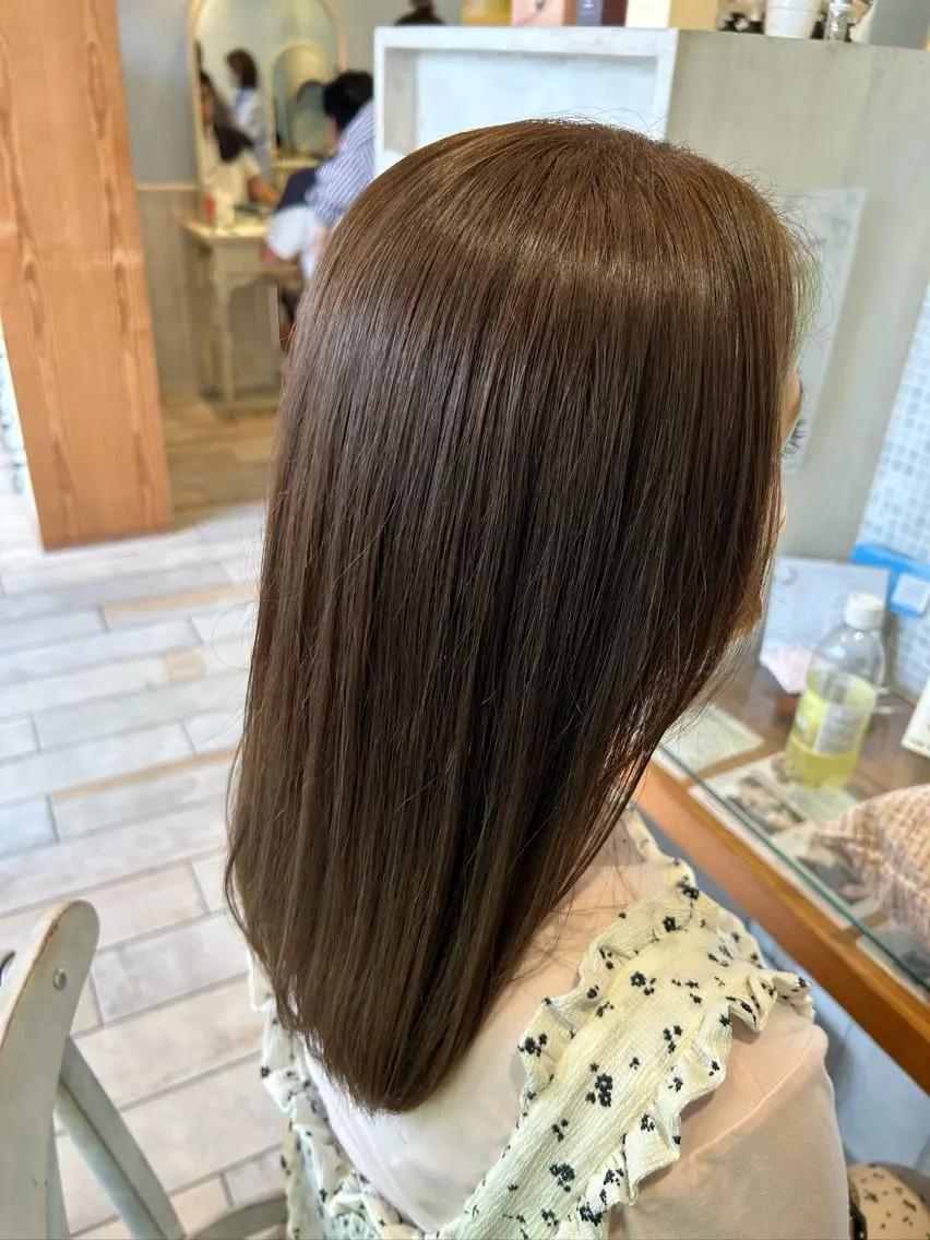 ロング カラー オリーブカラー ヘアカラー トリートメント 艶カラー👾ブリーチ なし暖色👾ユースケのヘアスタイル