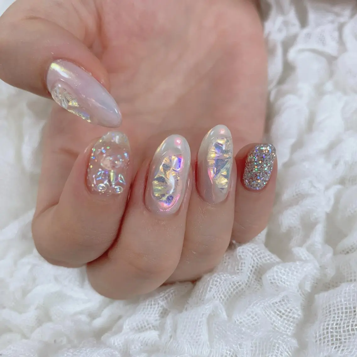 ネイル オーロラネイル 氷ネイル・うるうるネイル SOL NAILのネイルデザイン