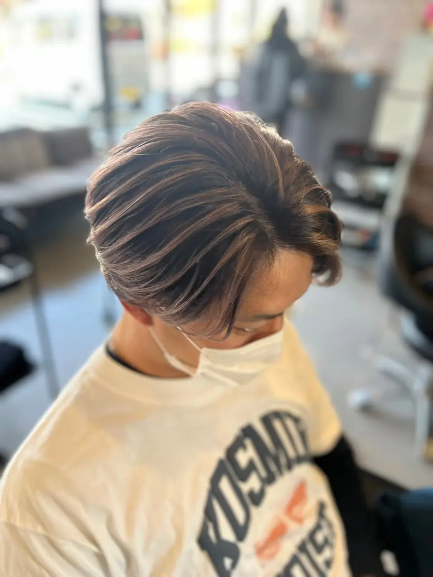 ミディアム カラー パーマ ヘアアレンジ メンズ Re.Rize加古川 メンズカラー特化のヘアスタイル