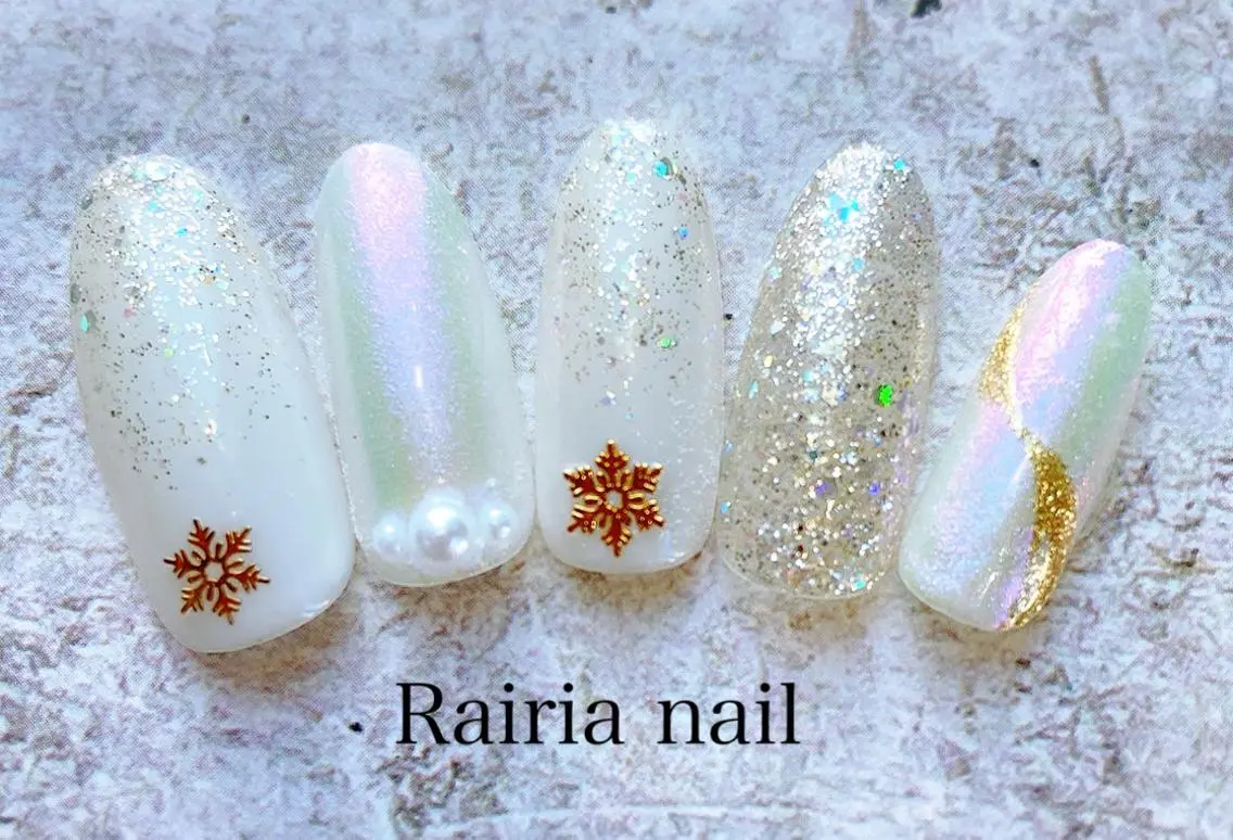 ネイル アートネイル ジェルネイル パラジェル 冬ネイル Rairia nail本八幡店のネイルデザイン