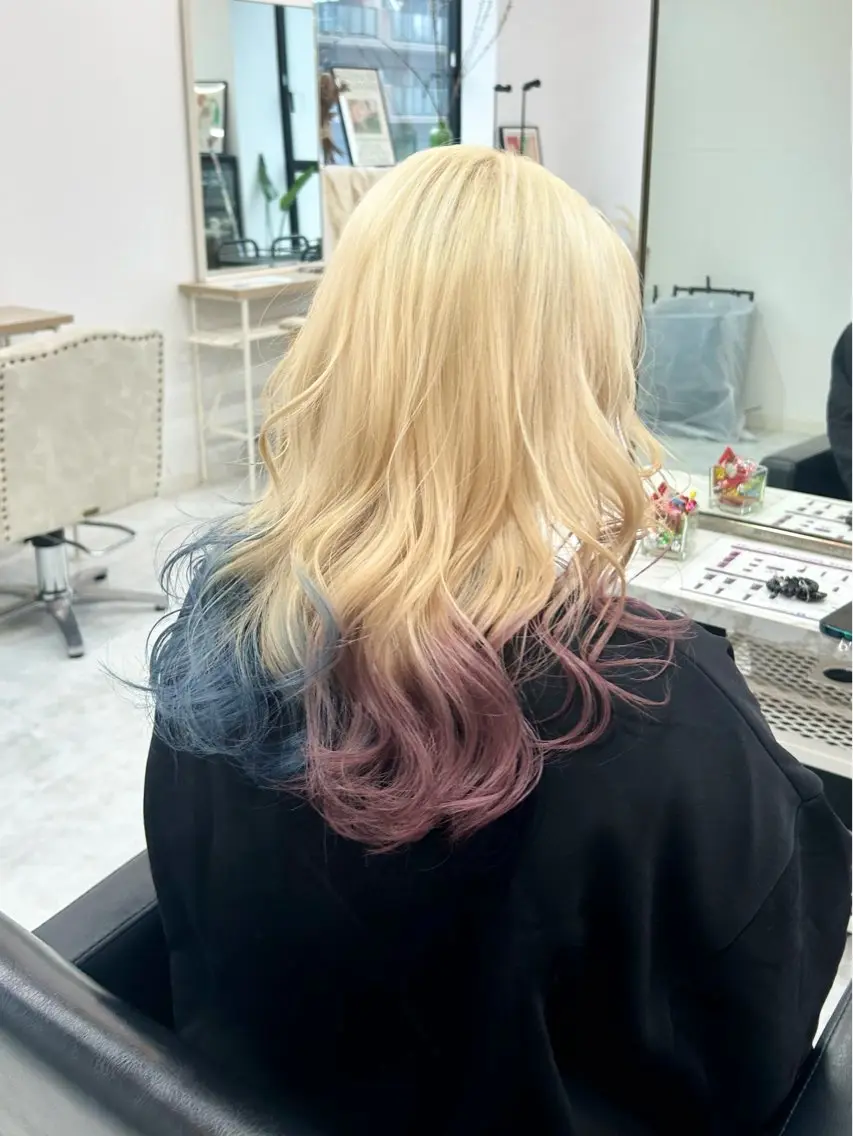 セミロング カラー 🥀YUIHA🥀 テザインカラー♥のヘアスタイル