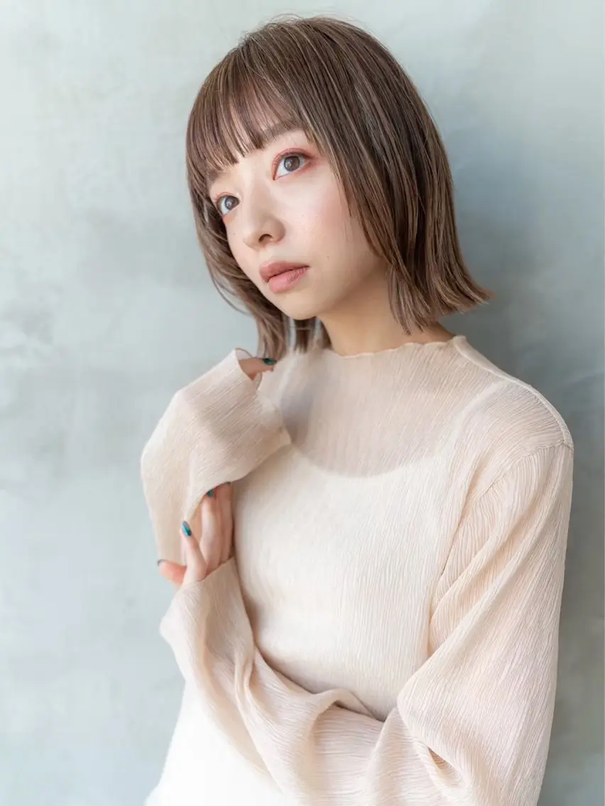 ミディアム シースルーバング ヘアカラー トリートメント 🫧艶感カラー/ あいり🤍のヘアスタイル