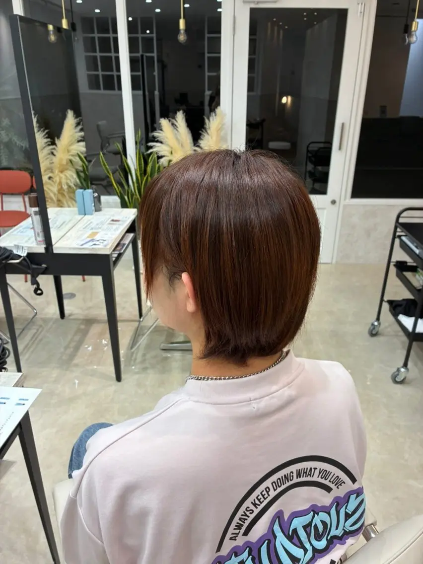 ショート カラー メンズ オレンジ 永野 みゅうのヘアスタイル