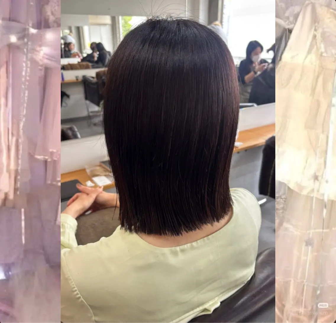 ミディアム カット 縮毛矯正 河原 彩心【練習モデル】のヘアスタイル