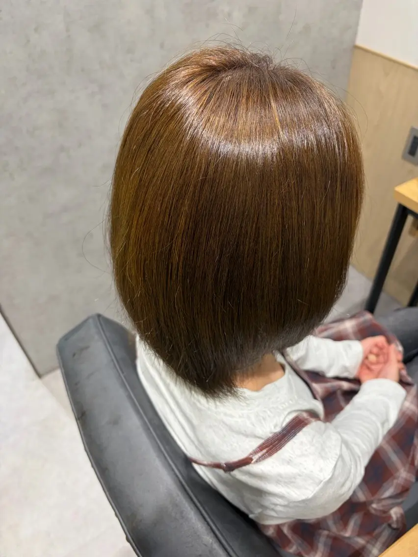 ミディアム カラー ヘアカラー トリートメント 透明感/艶カラー /岡山駅/ゆうのヘアスタイル