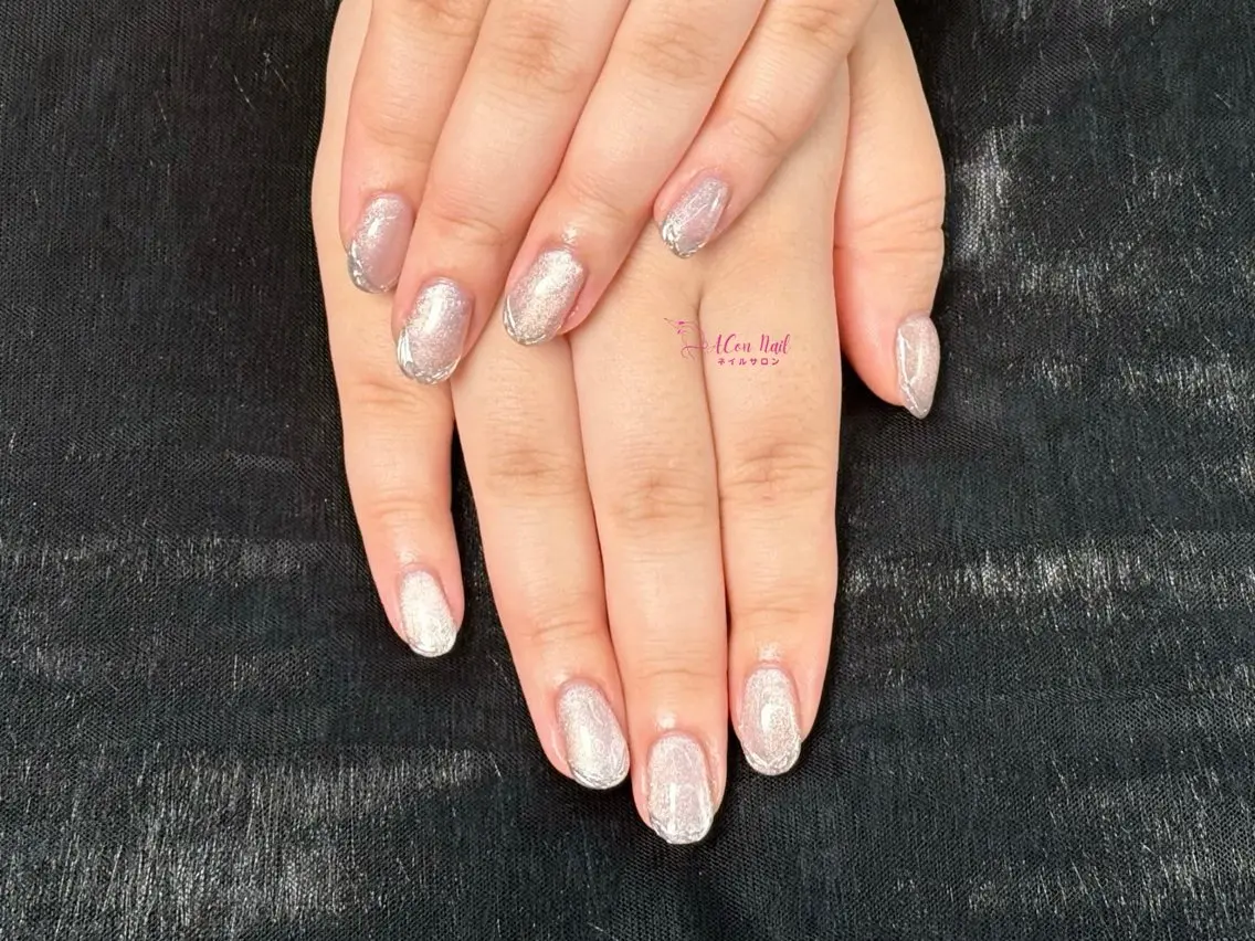 ネイル 桜ネイル 長さ出し フラワーネイル フレンチネイル ジェルネイル ハンドネイル ACon NailSalonのネイルデザイン