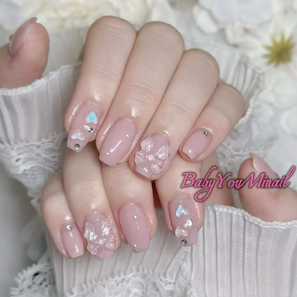 ネイル オーロラネイル チークネイル 成人式 フットネイル フレンチネイル ハンドネイル ハンドケア BabyYouMi nailのネイルデザイン