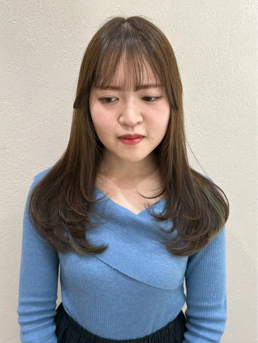 ロング カラー 透明感カラー くびれヘア 髪質改善 韓国風ヘア レイヤーカット カット ヘアカラー トリートメント レイヤーカット☆顔ま わりカット*田村りおのヘアスタイル