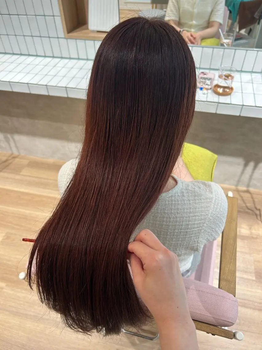 ロング カラー ブリーチ 透明感カラー ブリーチなしカラー ピンクカラー カット ヘアカラー トリートメント なつき/艶ピンク/ girly hairのヘアスタイル