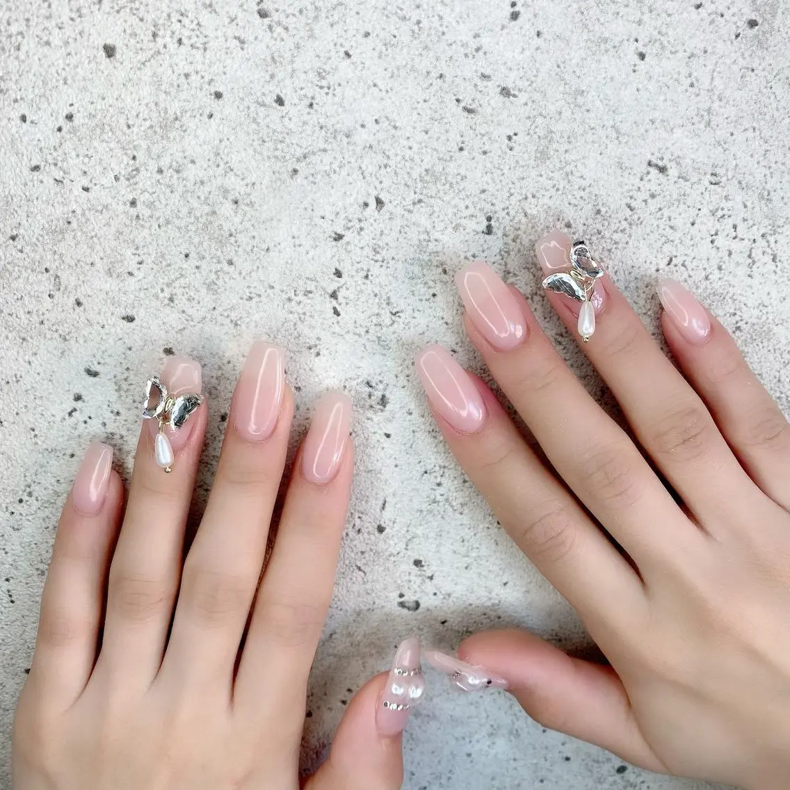 ロング カラー パーマ ヘアアレンジ メンズ キッズ ネイル マツエク・マツパ ピンクカラー カラーマツエク ロング 長さ出し ロングネイル ハンドネイル Salon Ｋのネイルデザイン