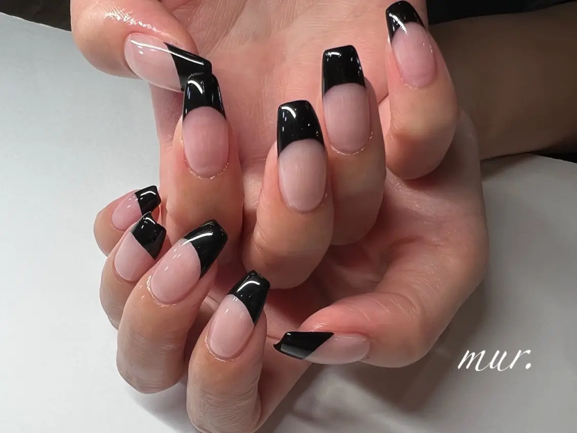 ネイル フレンチネイル ジェルネイル 韓国ネイル ロングネイル スクエアネイル nailsalon mur.のネイルデザイン