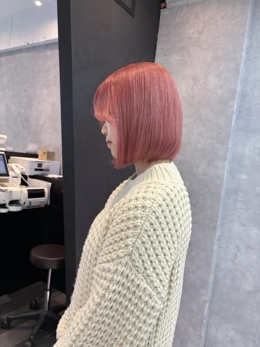 ショート カラー ブリーチ ピンクカラー カット ヘアカラー トリートメント _WHITE 天神店 YUMEKA🐻のヘアスタイル