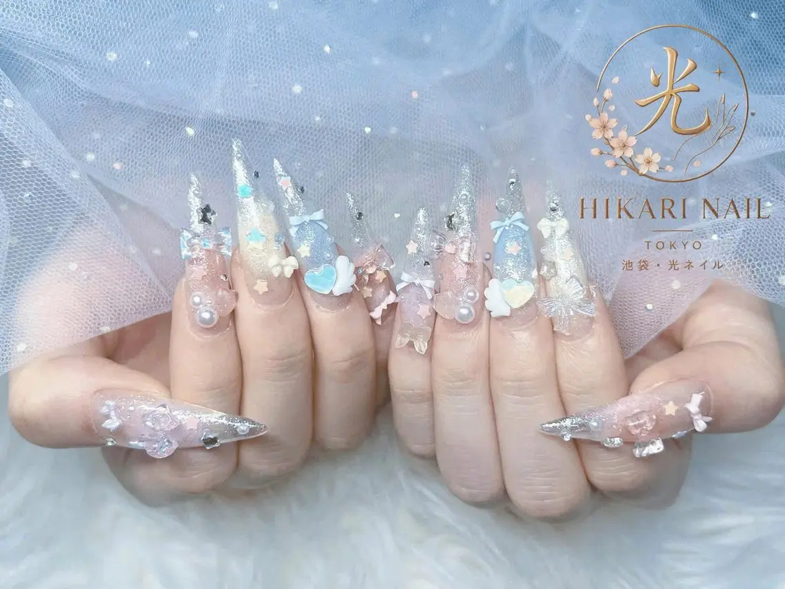 ネイル チークネイル 長さ出し フレンチネイル ガーリー ハロウィン ハンドネイル HikariNail Ikebukuroのネイルデザイン