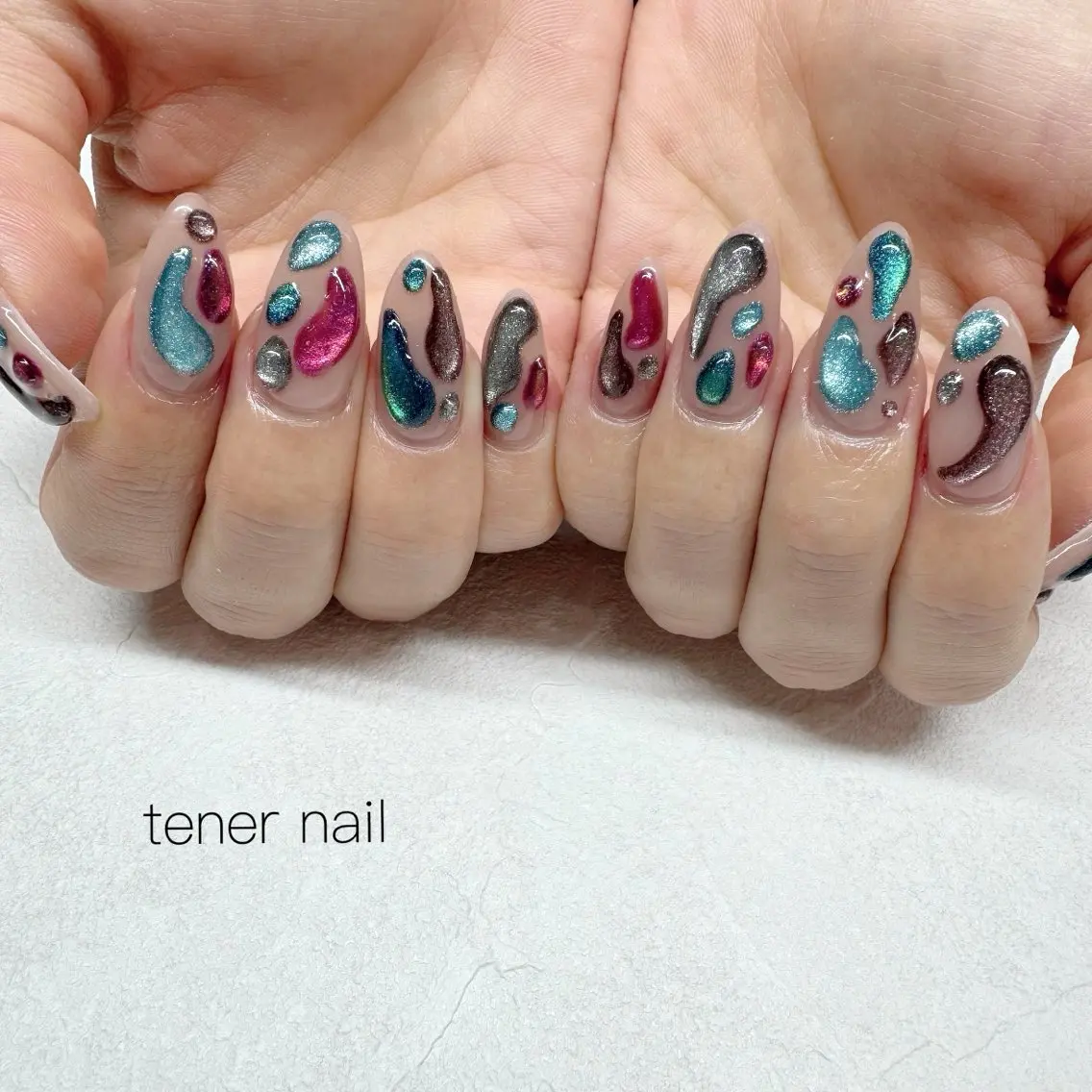 ネイル マグネットネイル ぷっくりネイル ハンドネイル テネルネイル tener nailのネイルデザイン