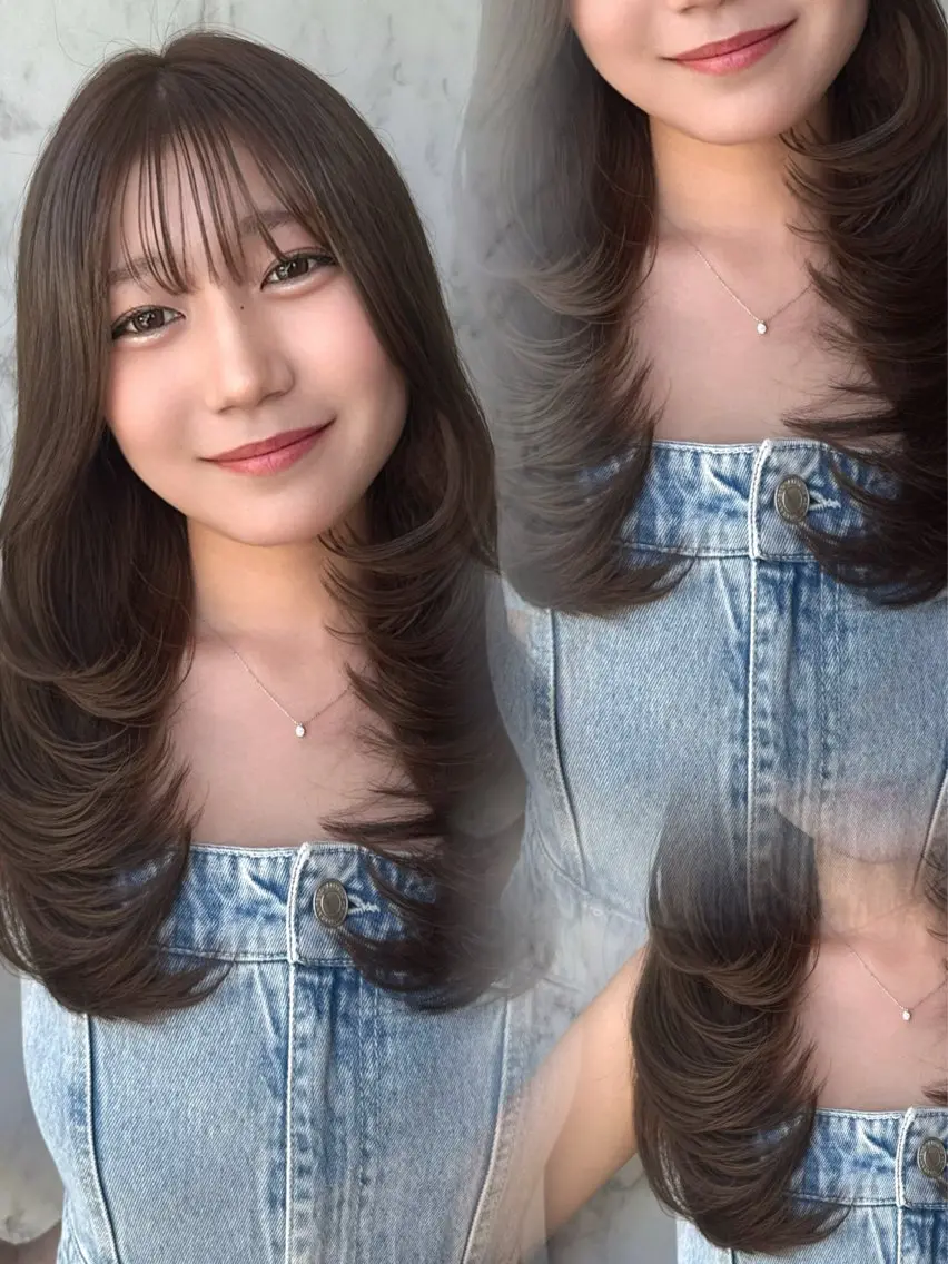 ロング レイヤーカット レイヤー/ベージュ 🫧名古屋YURIのヘアスタイル