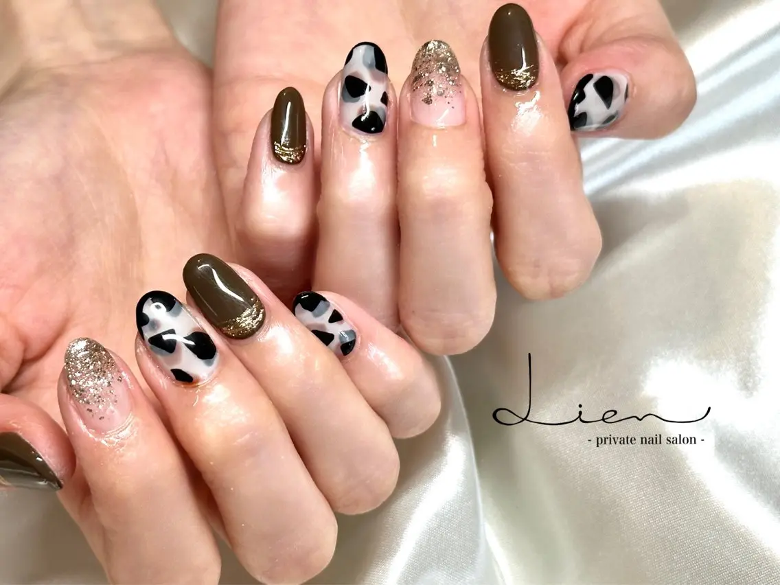 ネイル べっ甲ネイル ニュアンスネイル ハンドネイル Lien 【リアン】北堀江のネイルデザイン