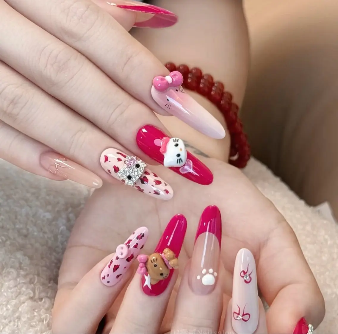 ネイル 持ち込み ピンク ハンドネイル B·U Nail大宮 長さだし専門店のネイルデザイン