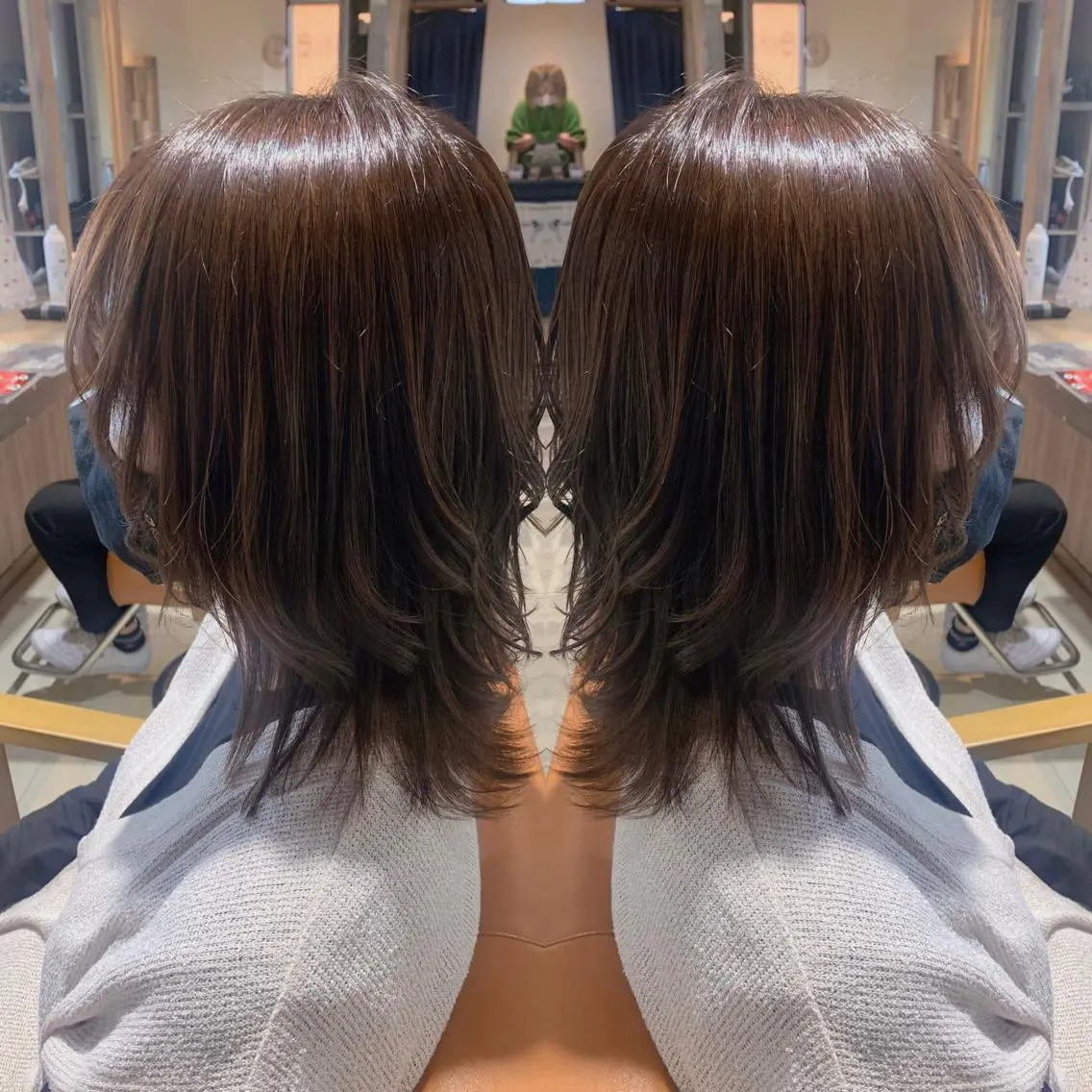セミロング カラー ブラウンカラー シアーブラウン ウルフカット 韓国🇰🇷 ✂︎hair 内田愛のヘアスタイル