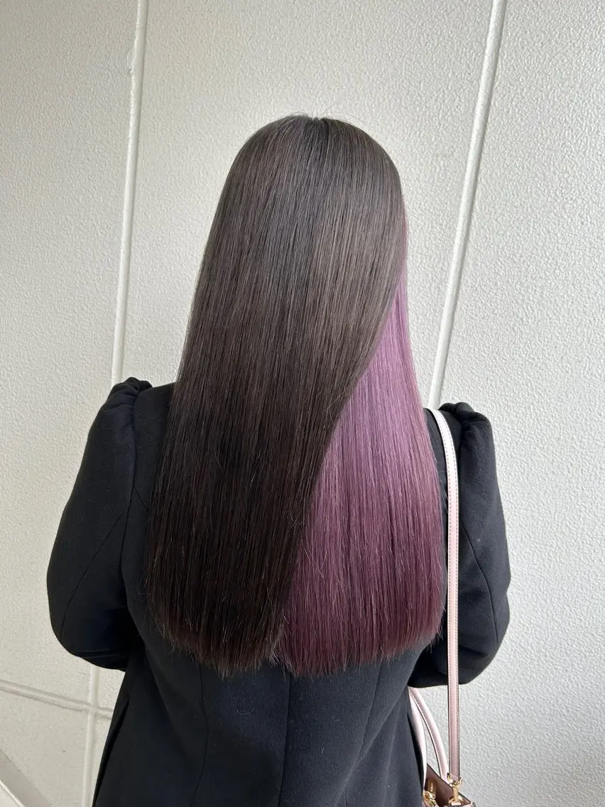 ロング カラー ヘアアレンジ グレージュ インナーカラー ラベンダーカラー ラベンダーピンク ピンクカラー 《暖色/韓国hair 》🇰🇷桑原ユキネのヘアスタイル