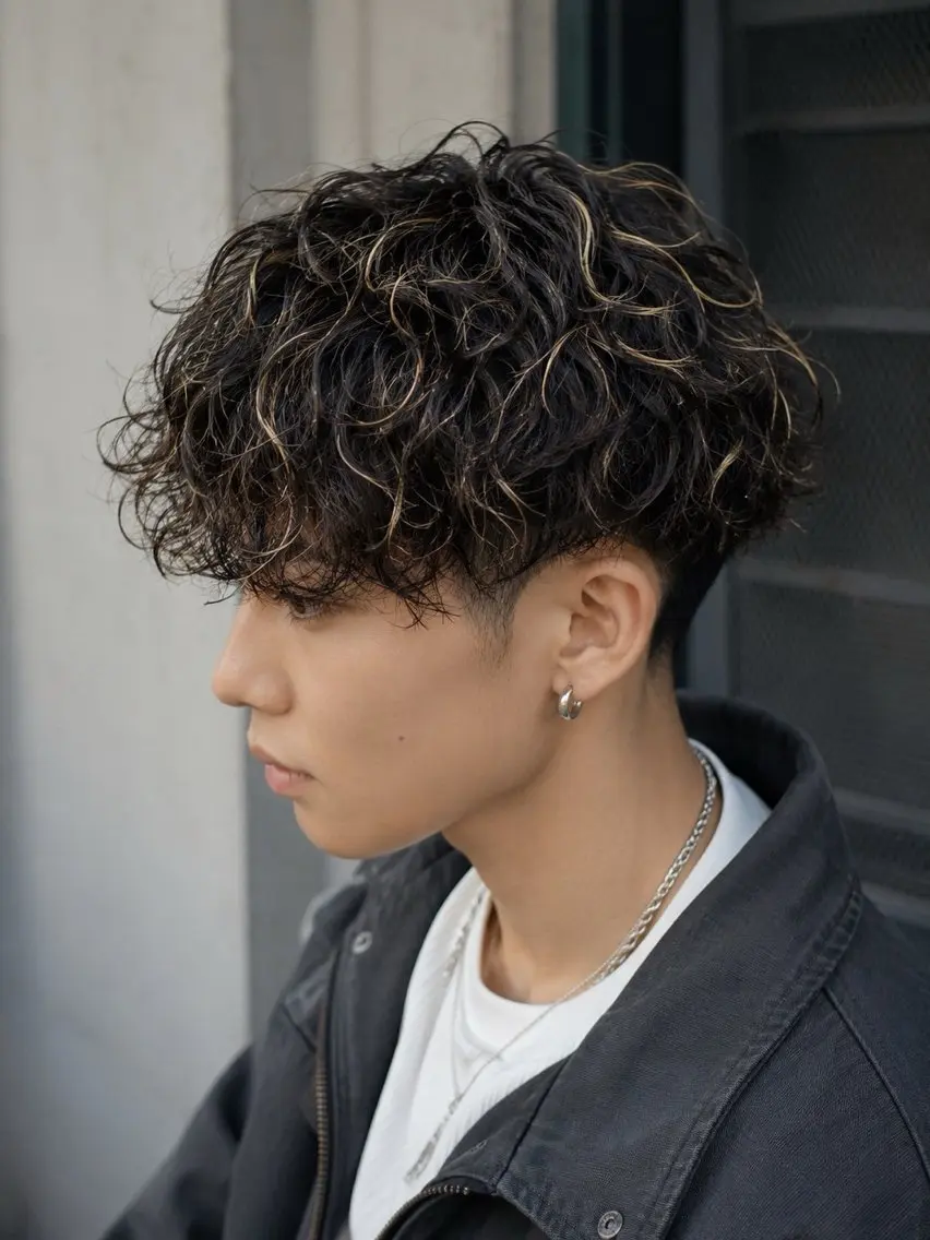 パーマ メンズ カット パーマ 宇梶 千愛のヘアスタイル