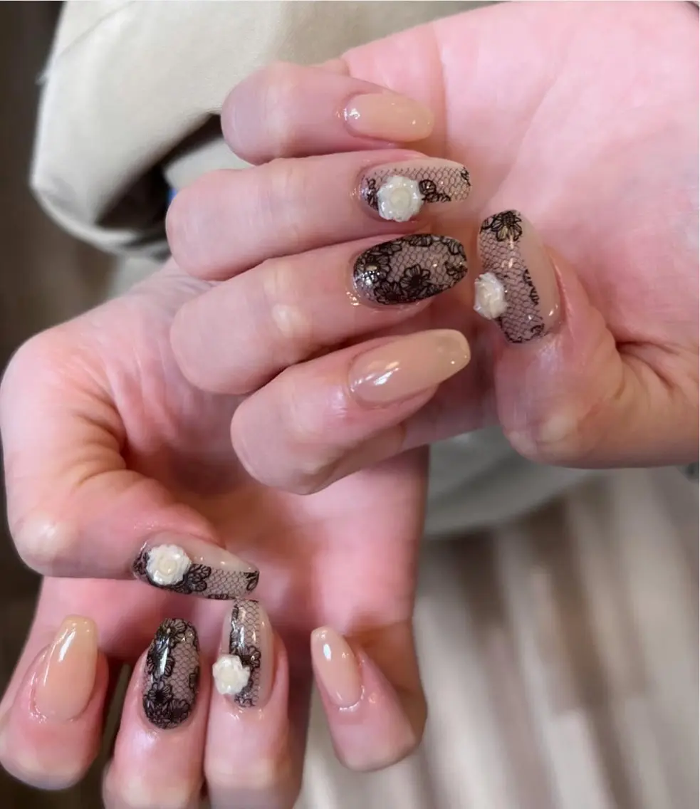 ネイル レース ハンドネイル wax & nail bellezaのネイルデザイン