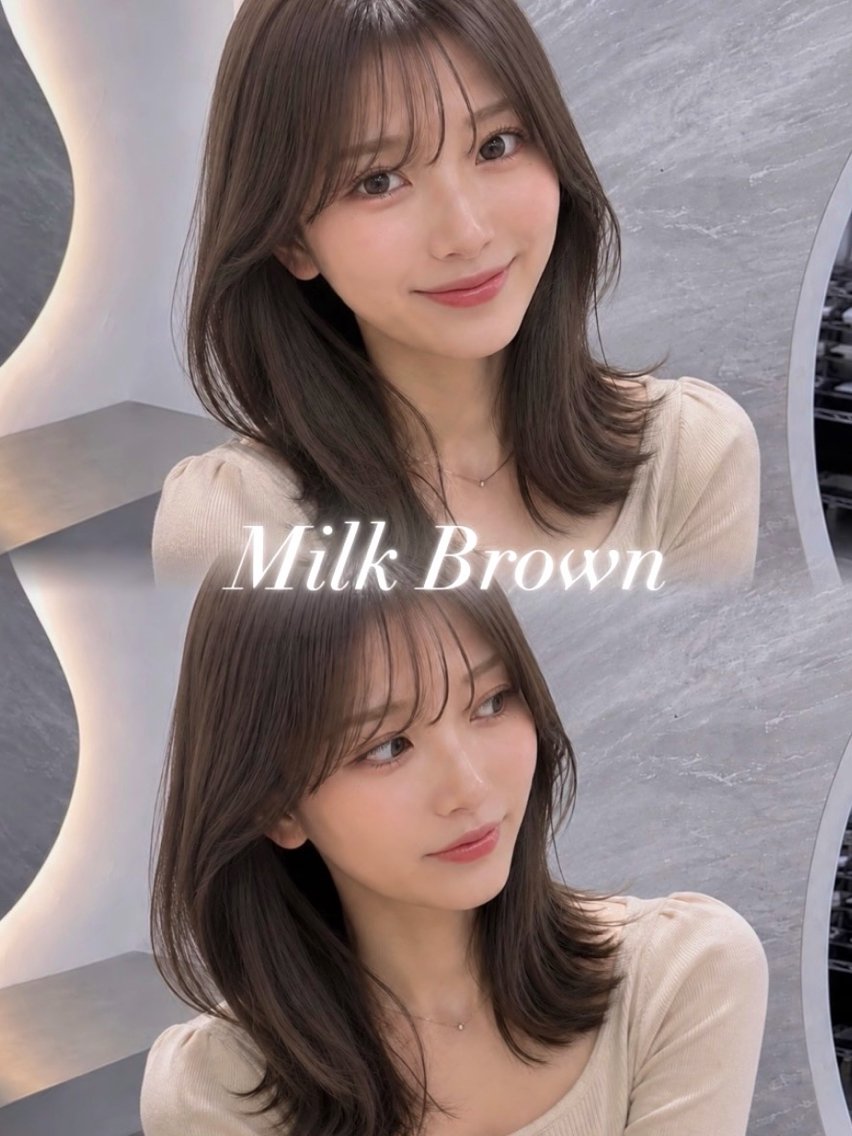 セミロング カラー ヘアアレンジ 黒髪 ブルーカラー ブルーブラック ブラウンカラー 透明感カラー ヘアカラー 🤍kana韓国ヘア 艶髪カラー特化🤍のヘアスタイル