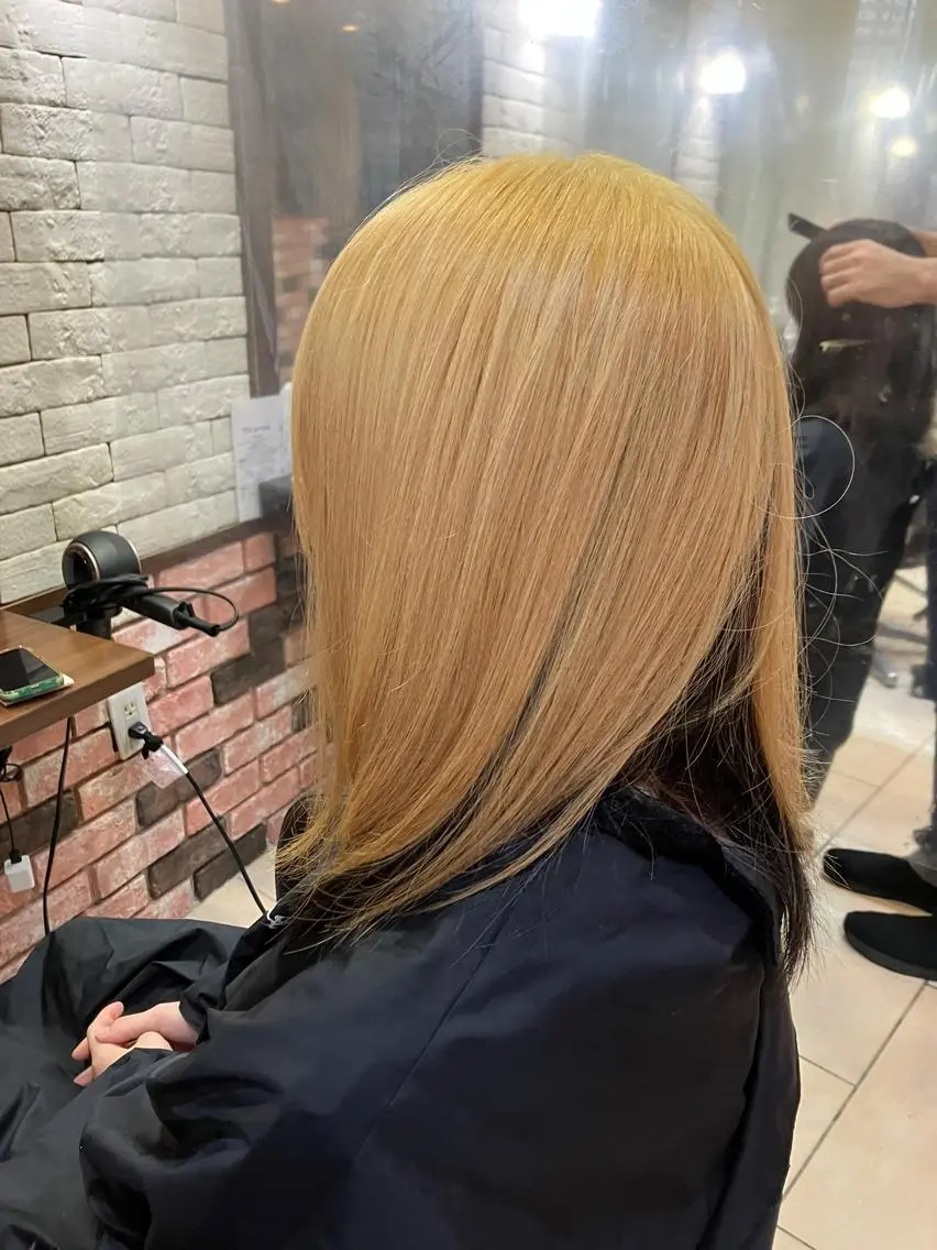 【ブリーチ毛対応】 ケアブリーチ+髪質改善カラー+集中補修TR ¥14,000の写真
