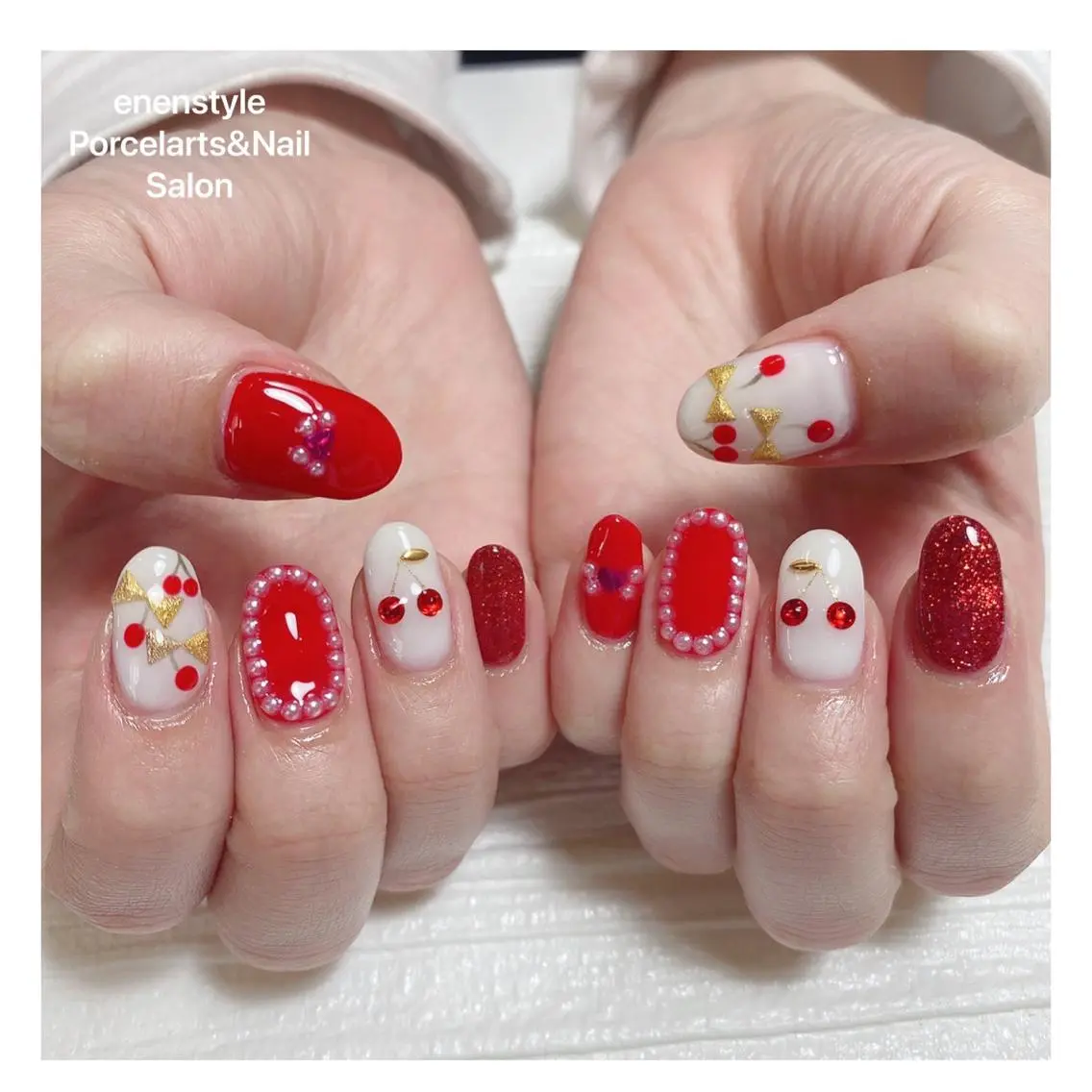 ミディアム ネイル ハンドネイル 🐾enen style 🐾のネイルデザイン