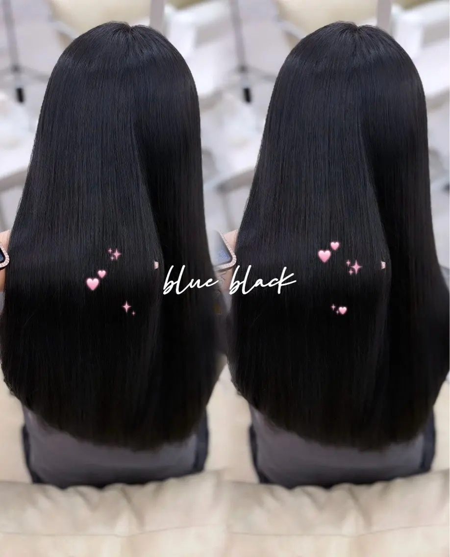ロング カラー 黒髪 ブルーカラー ブルーブラック 透明感カラー カット ヘアカラー トリートメント COCO_kaho カラー/髪質改善のヘアスタイル