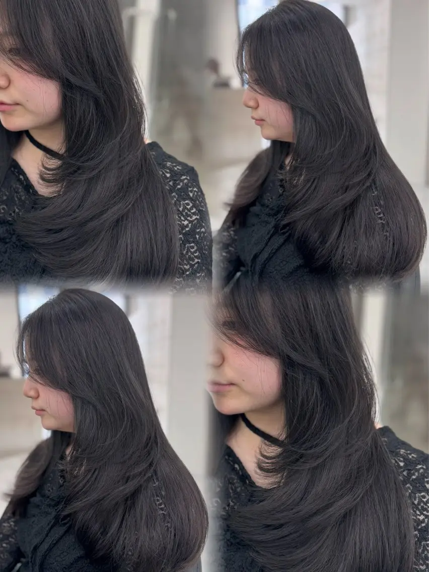 ロング カラー グレージュ レイヤーカット カット ヘアカラー トリートメント 🪽天神/うる艶 /トレンドヘア🪽のヘアスタイル