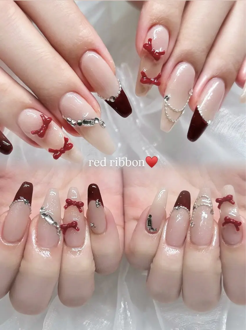 ネイル フレンチネイル ジェルネイル ワンカラーネイル パラジェル 赤色 🎀チーク/ちゅるん 🫧chisa🎀のネイルデザイン