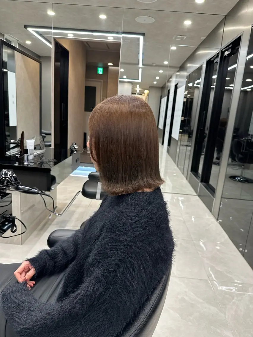 ミディアム カラー 透明感カラー トリートメント ヘアカラー ✨【髪質改善/縮毛 矯正】✨ゆうほのヘアスタイル