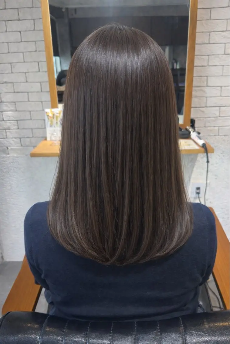 セミロング カット ヘアカラー トリートメント 1%【横浜】 髪質改善&ケアカラーのヘアスタイル