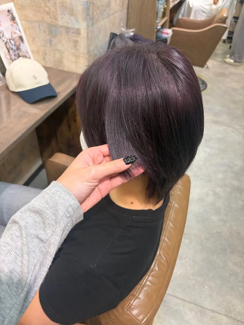 ショート カラー グレージュ ラベンダーカラー ラベンダーグレージュ ラベンダーグレー ヘアカラー 前田 みのりのヘアスタイル