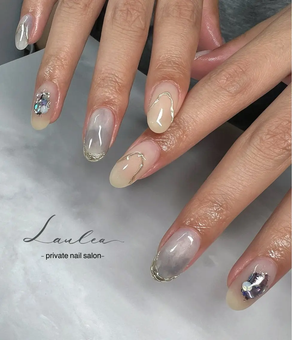 ネイル フットネイル ジェルネイル 韓国ネイル ミラーネイル ニュアンスネイル ハンドネイル nail salon Lauleaのネイルデザイン