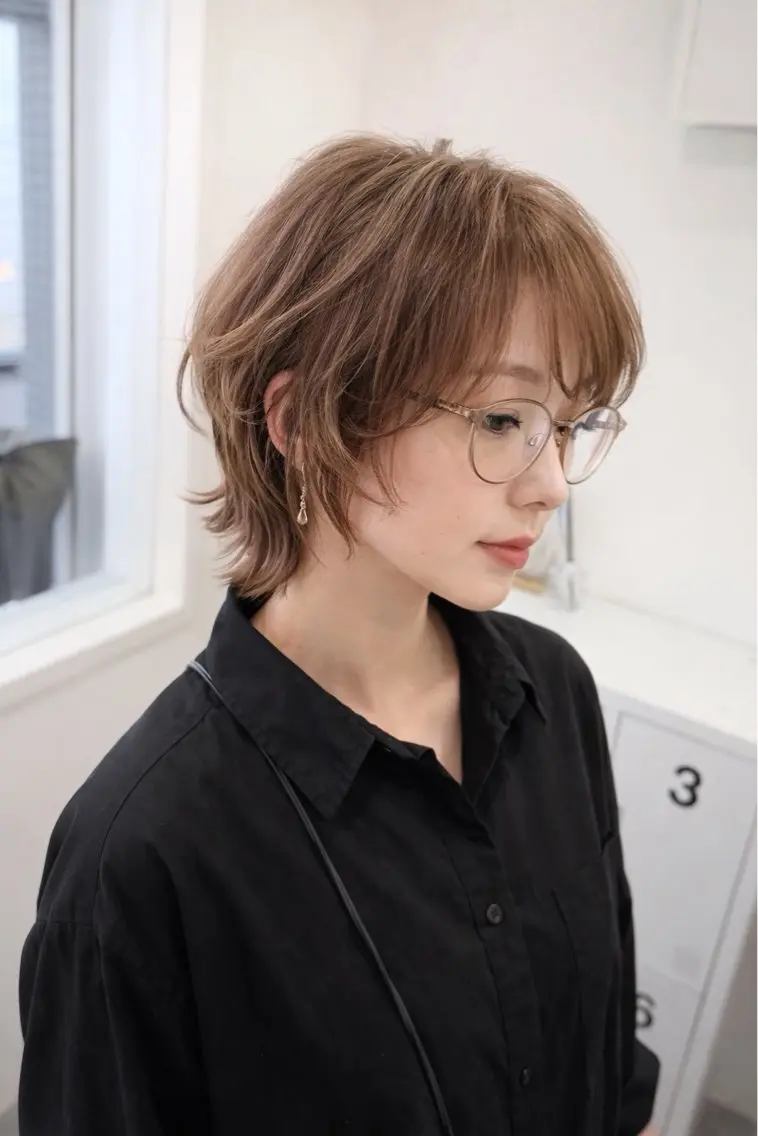 ショート カラー パーマ ショートヘア ウルフカット ショートのための 曲がる縮毛矯正のヘアスタイル