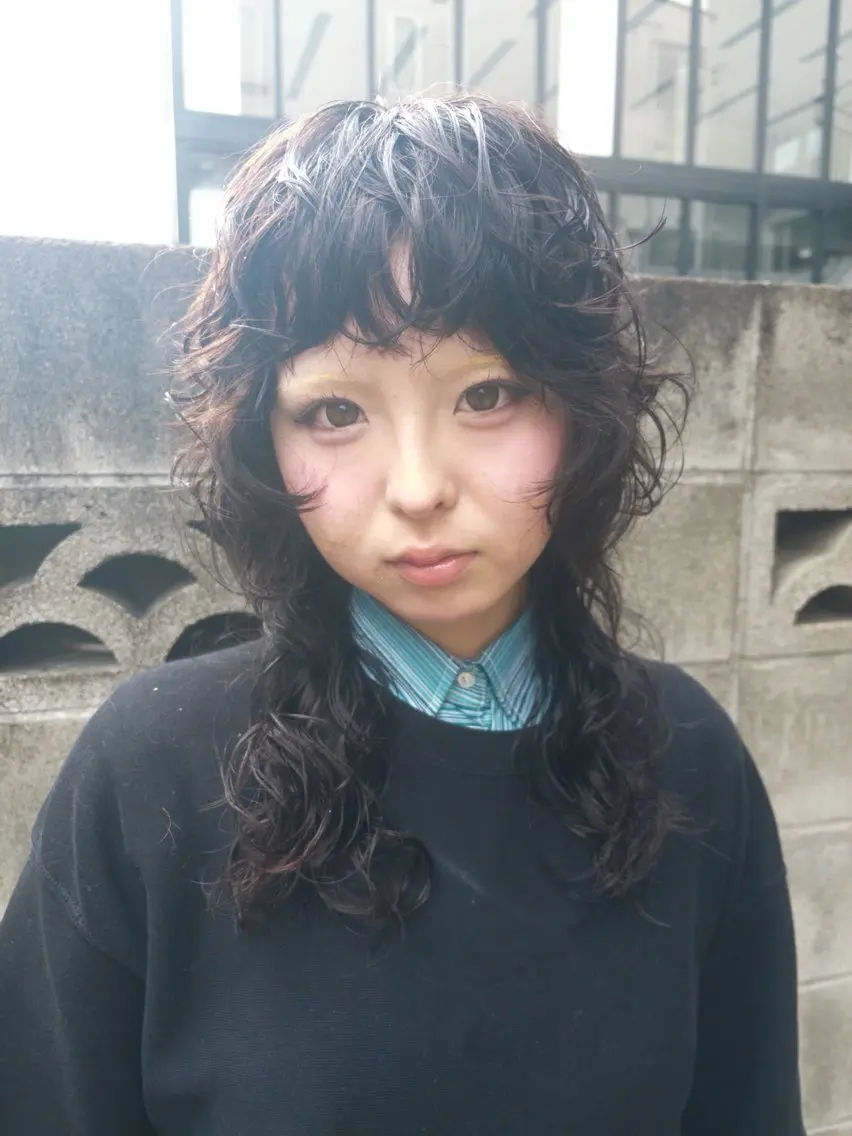 ミディアム パーマ ミディアムパーマ マレットヘア ウルフカット 後藤 一真のヘアスタイル