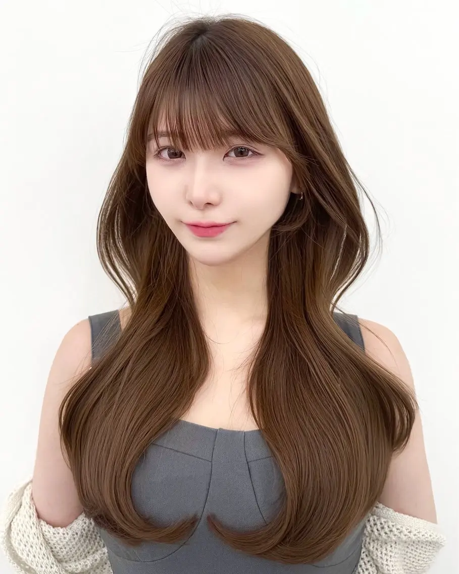 ロング カラー カット ヘアカラー トリートメント 韓国ヘア　紗希 🦋のヘアスタイル