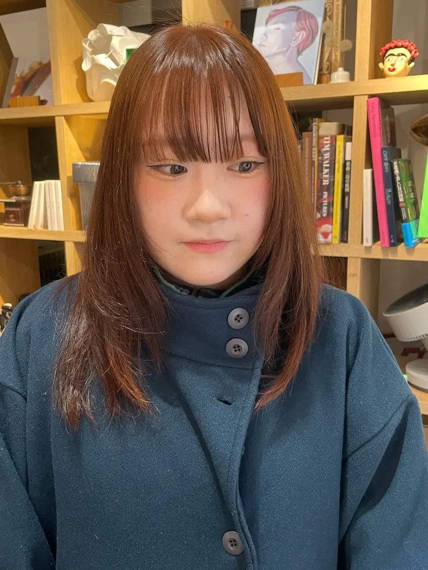 カラー ブラウンカラー オレンジ オレンジブラウン 兼西 菜摘のヘアスタイル