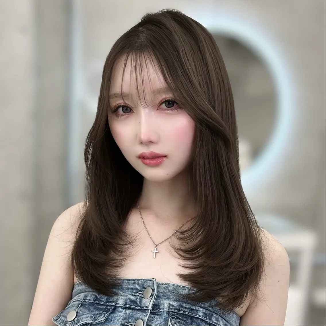 セミロング カラー カット ヘアカラー トリートメント ヘッドスパ 髪質改善/韓国ヘア 顔まわり特化yutoのヘアスタイル